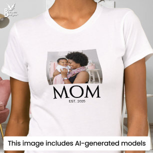 T-shirt Maman a établi la photo de casquettes