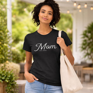 T-shirt Maman a établi un script blanc