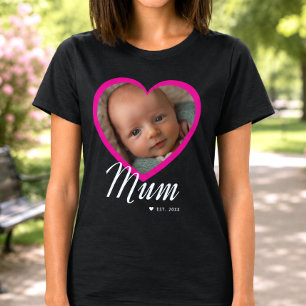 T-shirt Maman a établi un script cœur rose photo noir