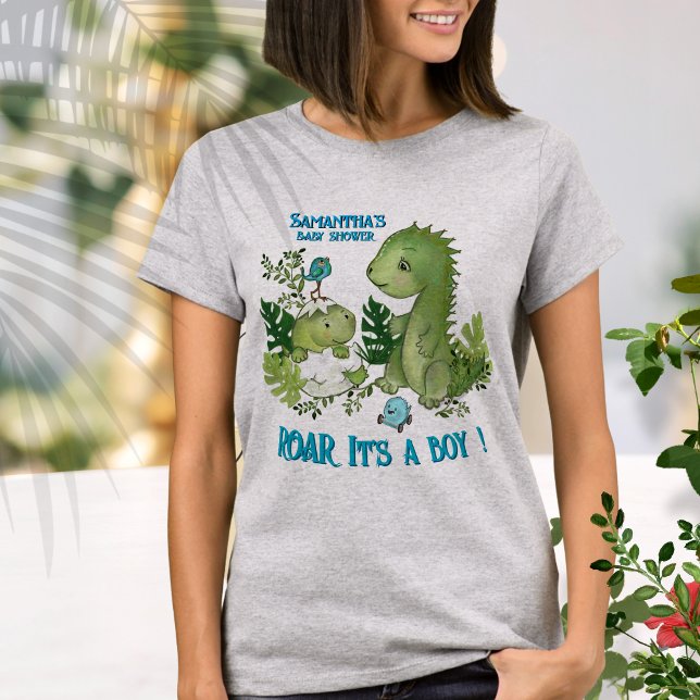 T-shirt Maman À Être ROBRE C'EST UN GARÇON ! Baby shower D (Mommy To Be ROAR IT'S A BOY! Dino Baby Shower T-Shirt )