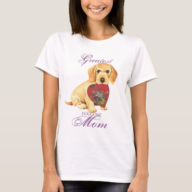 T-shirt Maman à poils durs de coeur de teckel (Devant)