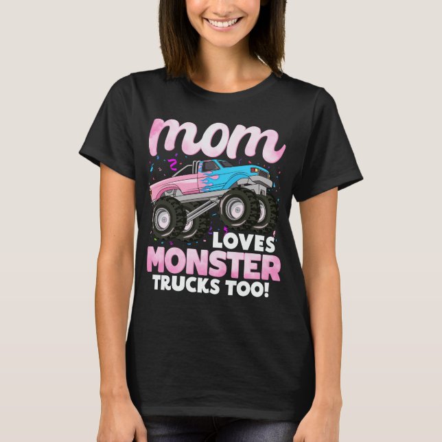 T-shirt Maman aime aussi les camions monstres (Devant)