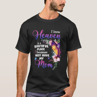 T-shirt Maman au ciel Papillon violet Perte d'une mère aim
