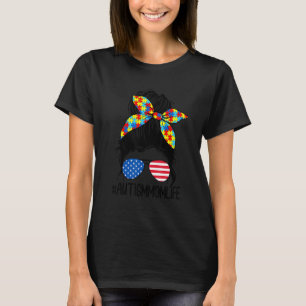 T-shirt Maman Autiste Nœud Méche 4 Juillet Filles Américai