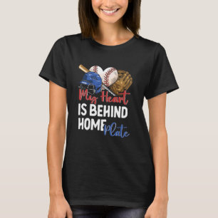T-shirt Maman Baseball Softball Mon Cœur Est Derrière La P