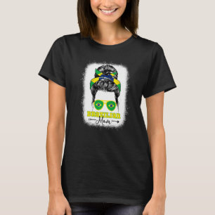 T-shirt Maman Brésilienne Chignon Décoiffé Drapeau Brésil