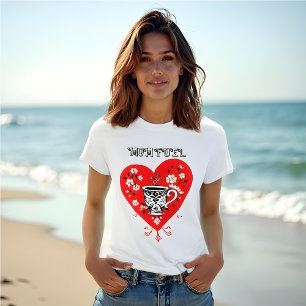 T-shirt Maman Carburant - Folk Art Coeur rouge avec Café C