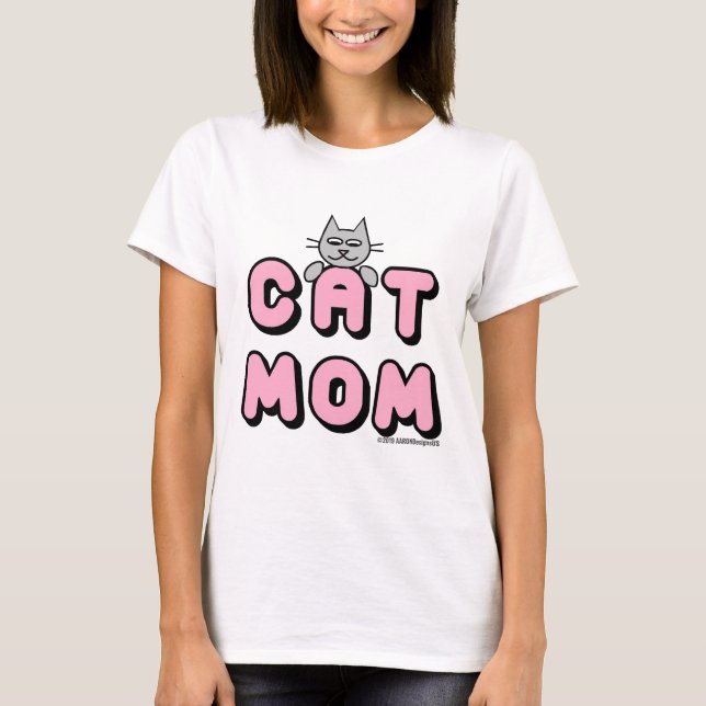 T-shirt "MAMAN CHAT" Impression rose gras (Devant)