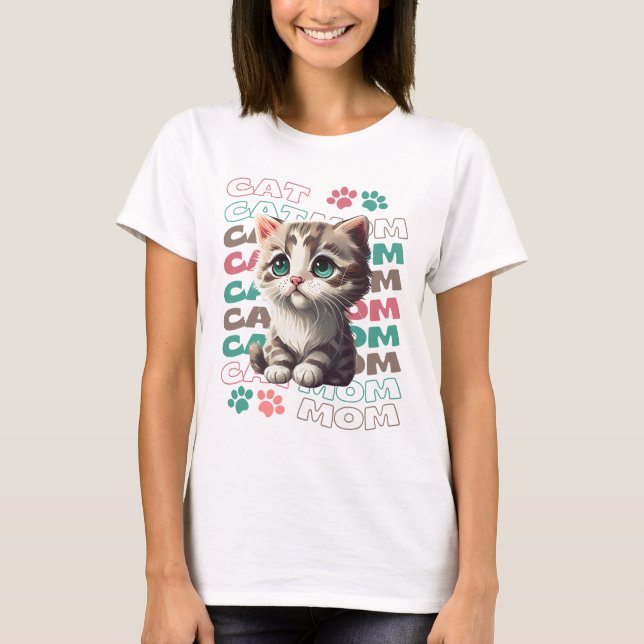 T-shirt maman chat mignonne avec chaton adorable (Devant)