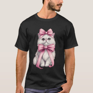 T-shirt Maman chat persan à ruban coquette rose mignon fêt