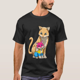 T-shirt Maman Chat Protecteur avec Bébé Chat Pansexuel