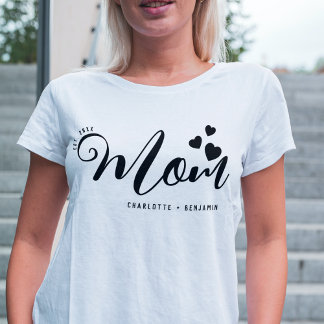 T-shirt Maman Chic Script Minimal Script Personnalisé Enfa