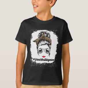 T-shirt Maman Chien Bulldog Bun Méché Désordonné Femmes Lé