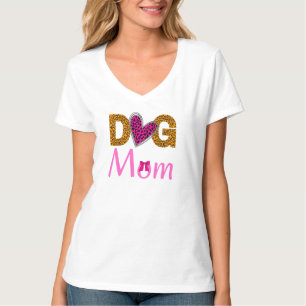 T-shirt Maman Chien Impression Léopard/Tendance Amoureux d
