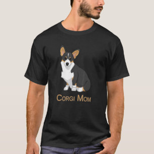 T-shirt Maman Chien Mignonne Noir Tricolore Pembroke Corgi