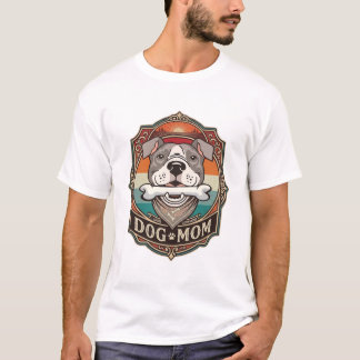 T-shirt Maman Chien Os Bandana Cadre Vintage_1