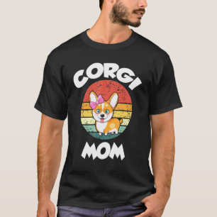 T-shirt Maman Corgi Coucher de Soleil Rétro Vintage Corgi