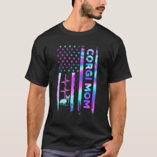 T-shirt Maman Corgi Drapeau Américain Tie Dye Chien Fête d