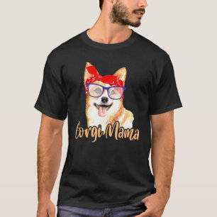 T-shirt Maman Corgi Maman Maman Écharpe Rouge Lunettes Pat