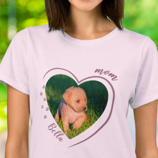 T-shirt Maman d'animal Coeur Photo Empreintes de Patte