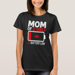 T-shirt Maman de 2 filles Batterie basse de fille Mères