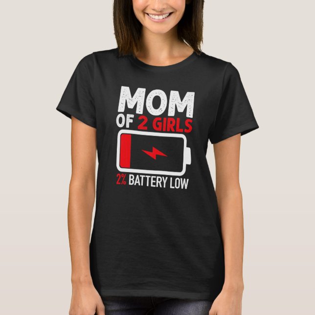 T-shirt Maman de 2 filles Batterie basse de fille Mères (Devant)