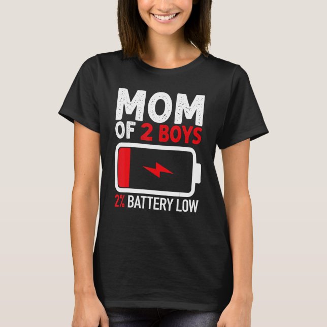 T-shirt Maman de 2 garçons Batterie basse de Son Fils Fête (Devant)