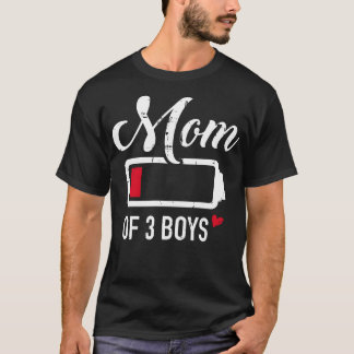 T-shirt Maman de 3 garçons batterie basse