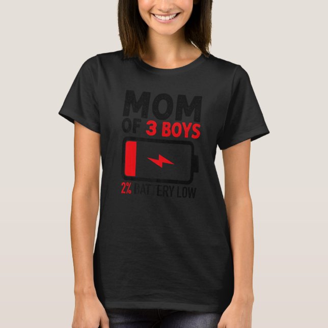 T-shirt Maman de 3 Garçons Batterie basse de Fils Fête des (Devant)