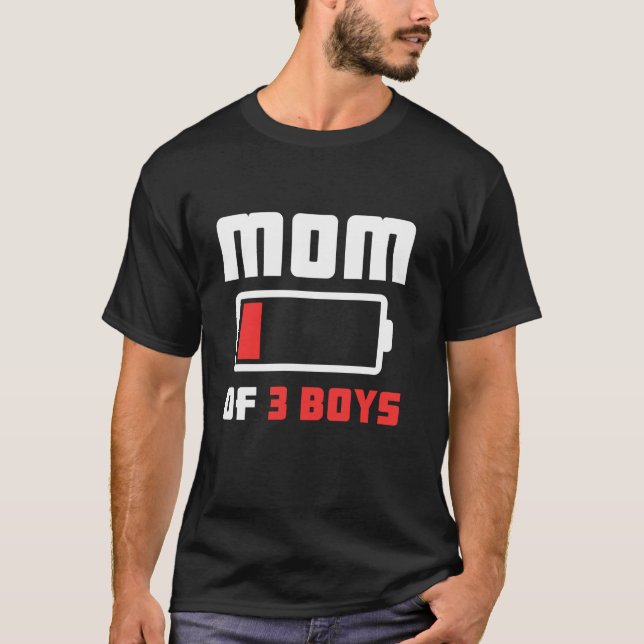 T-shirt Maman de 3 Garçons Drôle Fête des Mères (Devant)