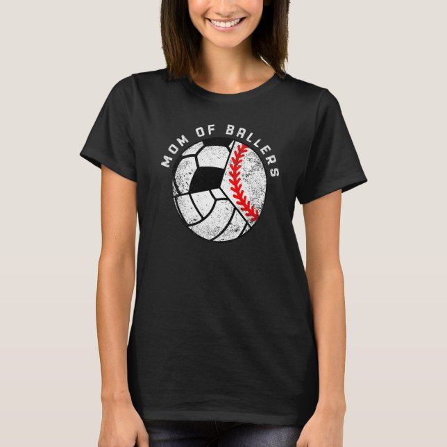 T-shirt Maman De Ballers Baseball Volleyball Soccer Maman (Devant)