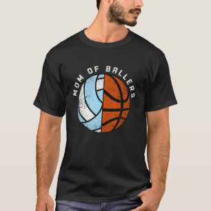 T-shirt Maman De Ballers Funny Volleyball Basketball Maman