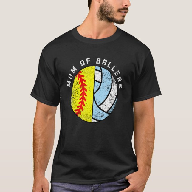 T-shirt Maman De Ballers Softball Volleyball Maman (Devant)