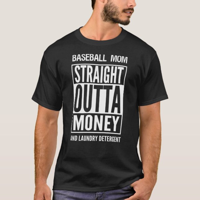 T-shirt Maman De Baseball En Plein Argent Et Lave Dete (Devant)