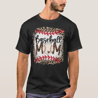 T-shirt Maman de Baseball Léopard  Maman de Softball Fête 