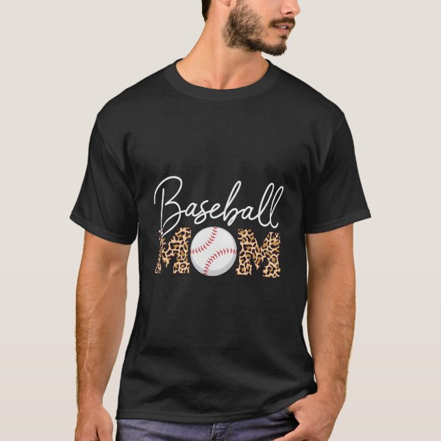 T-shirt Maman de baseball - Script cursif Empreinte de léo (Devant)