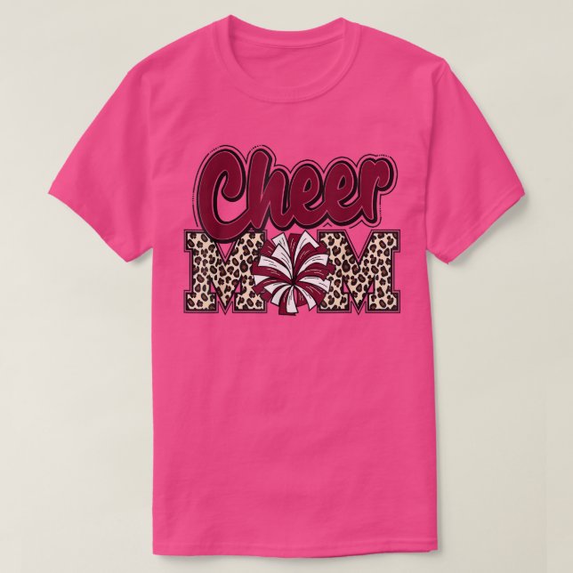 T-shirt Maman de Cheerleader Lettres Léopard Marron Cheer  (Design devant)