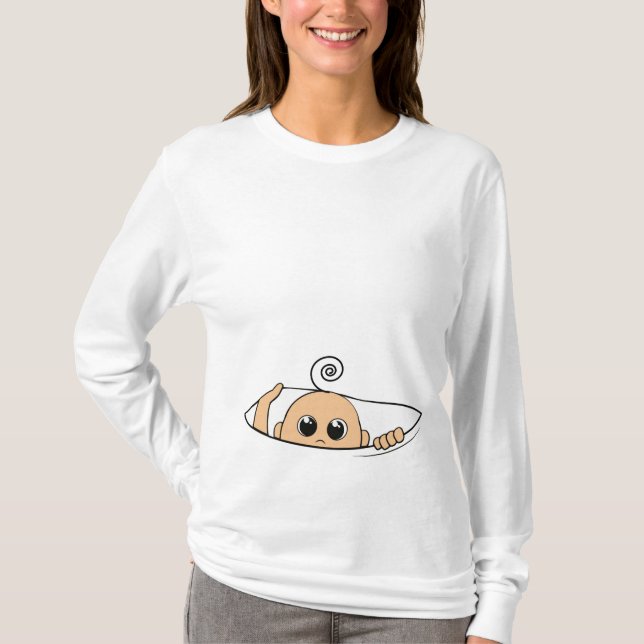 T-shirt Maman de chemise de maternité ", je veux ! Bébé (Devant)