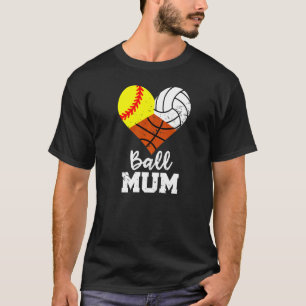 T-shirt Maman de cœur de balle de softball de volleyball d