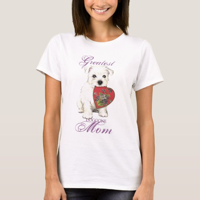 T-shirt Maman de coeur de Westie (Devant)