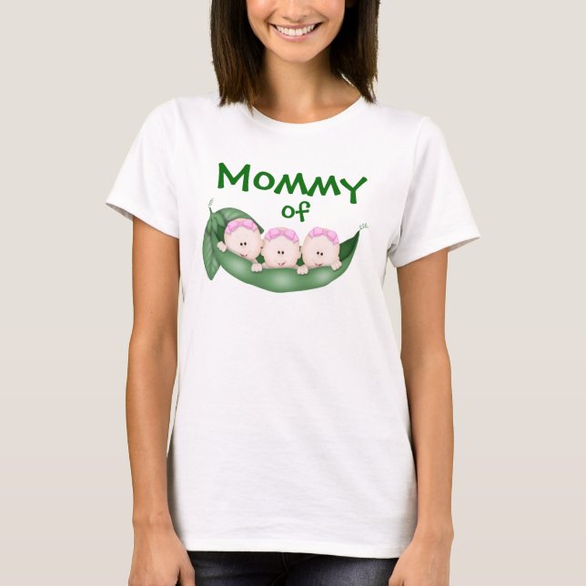 T-shirt Maman de filles triplées (Devant)