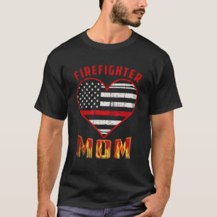 T-shirt Maman De Firefighter Appuie Le Léger Drapeau De La