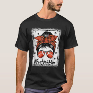 T-shirt Maman de football avec Leopard et Messy Bun Mère D