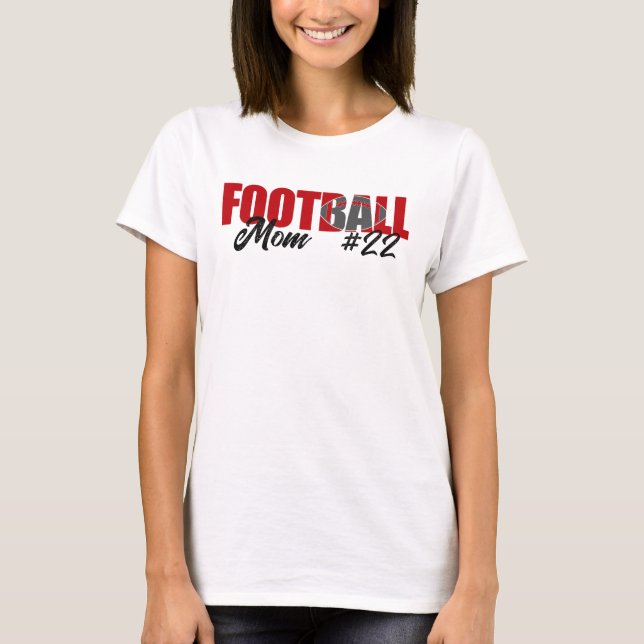 T-shirt Maman de football rouge moderne (Devant)