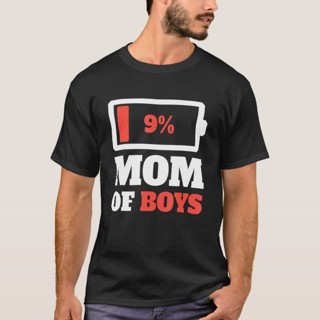 T-shirt Maman De Garçons Fils Fatigué Maman Faible Batteri (Devant)