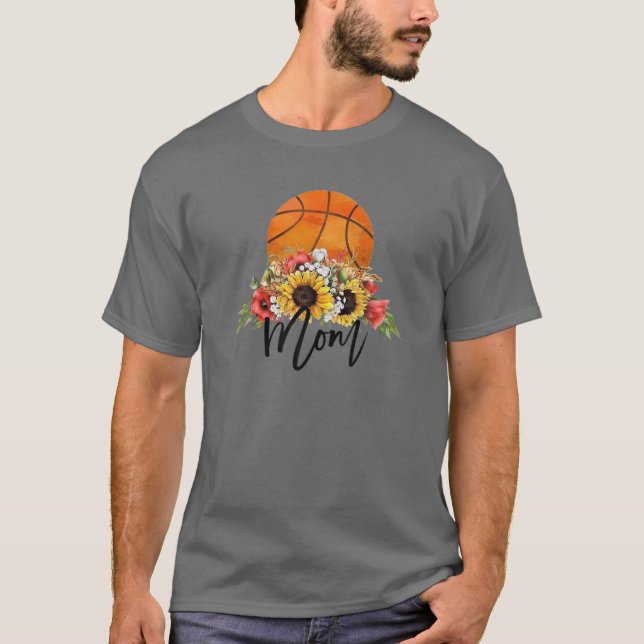 T-shirt Maman de la fleur de basket (Devant)