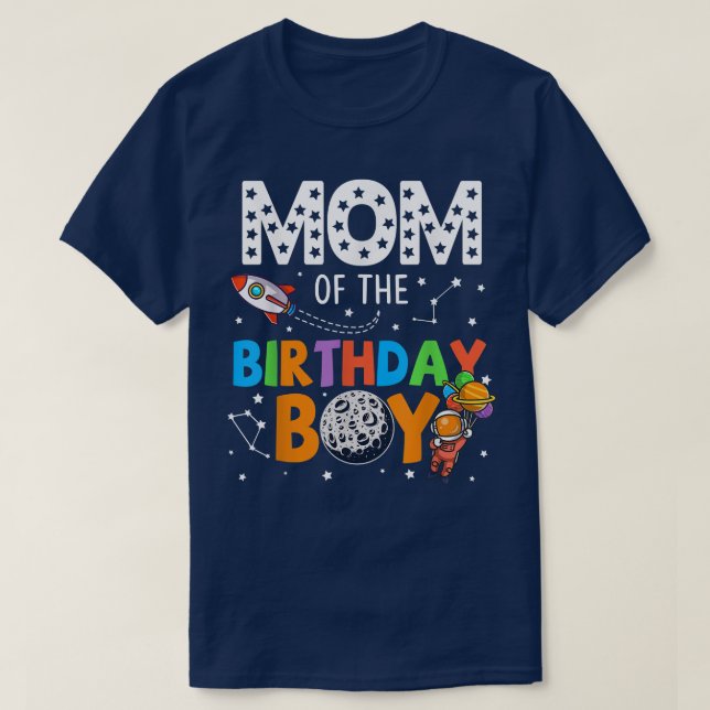 T-shirt Maman de l'Anniversaire Astronaut Boy Space Thème  (Design devant)