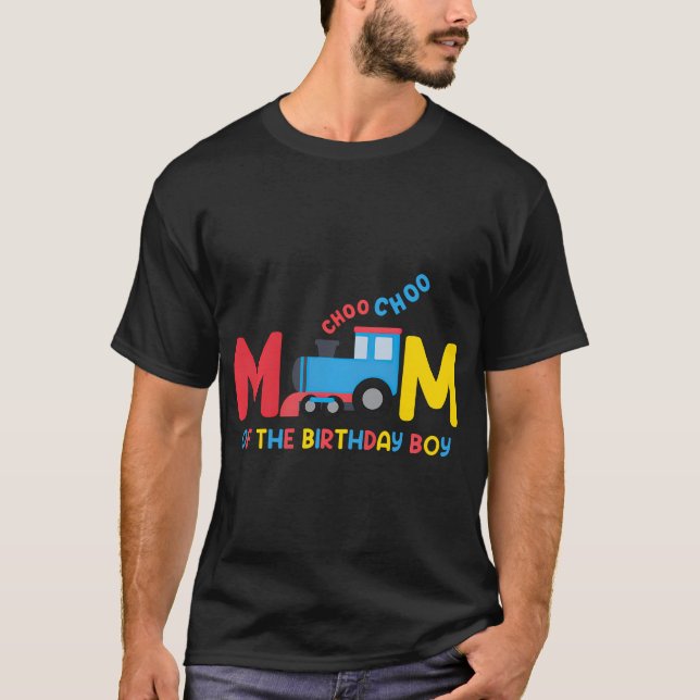 T-shirt Maman De L'Anniversaire Boy Choo Choo Train Famill (Devant)