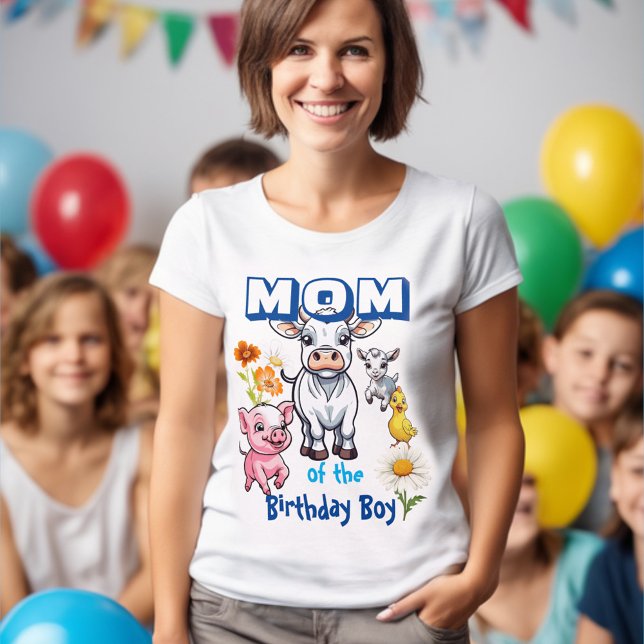 T-shirt Maman de l'anniversaire Boy Farm Animals Party (Créateur téléchargé)