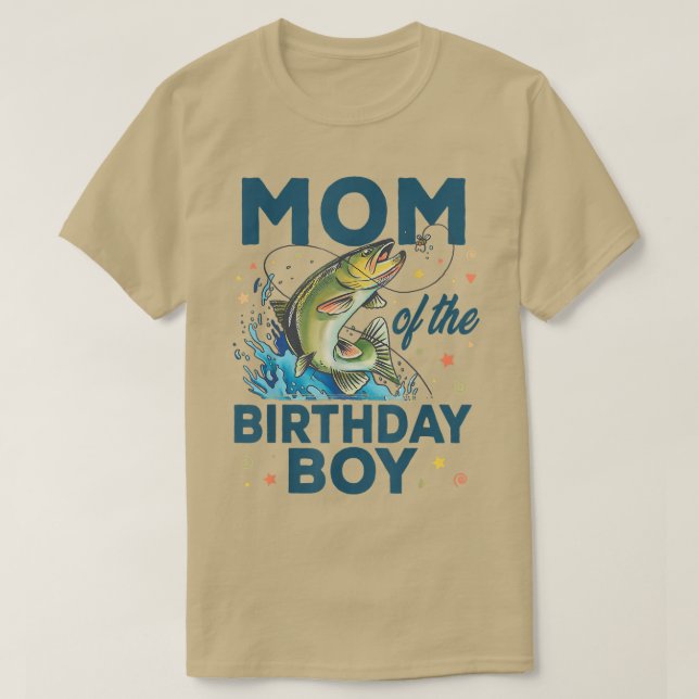 T-shirt Maman De L'Anniversaire Boy Pêche Anniversaire Bas (Design devant)